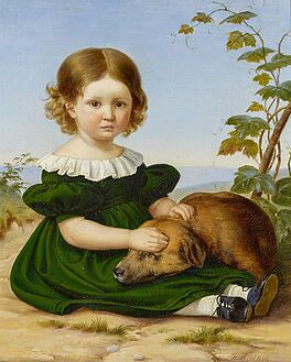 Wilhelm Ries - Portraet eines kleinen Maedchens mit ihrem Hund, 64341-5, Van Ham Kunstauktionen
