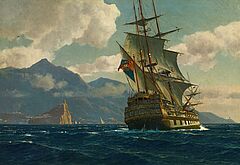 Michael Zeno Diemer - Dreimastbark in vollen Segeln vor Ischia im Abendlicht, 57185-1, Van Ham Kunstauktionen