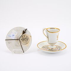 KPM - Gedenktasse der Voelkerschlacht bei Leipzig mit passender Untertasse, 81597-4, Van Ham Kunstauktionen