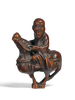 Netsuke Chinese auf Pferd, 65846-1, Van Ham Kunstauktionen