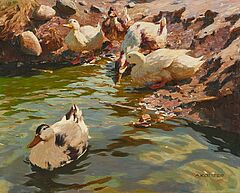 Alexander Max Koester - Enten am Ufer, 75782-2, Van Ham Kunstauktionen