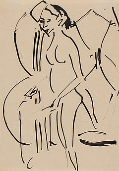 Ernst Ludwig Kirchner - Stehender weiblicher Akt vor Wanddekoration, 80374-247, Van Ham Kunstauktionen