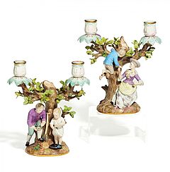 Meissen - Paar zweiflammige Leuchter Eierdiebe, 59464-7, Van Ham Kunstauktionen