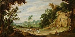 Alexander Keirincx - Landschaft mit Hirten vor einem Bauernhaus, 300013-4, Van Ham Kunstauktionen