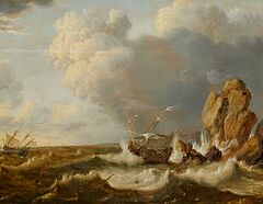 Niederlaendische Schule - Schiffbruch vor felsiger Kueste, 69966-1, Van Ham Kunstauktionen