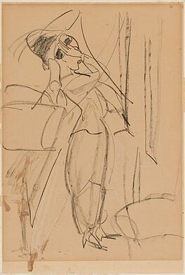 Ernst Ludwig Kirchner - Vor dem Spiegel - Frau in modischem Kostuem einen Hut aufprobierend, 56349-1, Van Ham Kunstauktionen