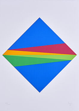 Max Bill - Blaues Diagonalquadrat mit 4 schraegen Mittelstreifen, 70197-18, Van Ham Kunstauktionen