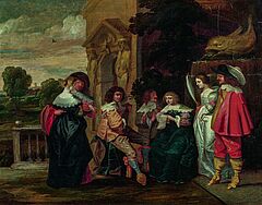 Christoffel Jacobsz van der Lamen - Elegante Gesellschaft mit Laute und Brief, 77973-1, Van Ham Kunstauktionen