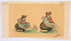 Heinrich Zille - Ohne Titel Zwei Frauen mit Kind im Gras, 76639-1, Van Ham Kunstauktionen