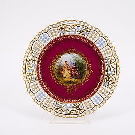 Meissen - Kleiner Bildteller mit Watteau-Szene, 81588-23, Van Ham Kunstauktionen
