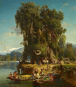Paul von Franken - Kaukasische Bauern in ihren Booten am Ufer, 59408-1, Van Ham Kunstauktionen