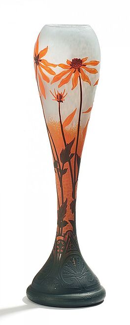 Daum Freres - Keulenfoermige Vase mit Margeriten, 60665-1, Van Ham Kunstauktionen