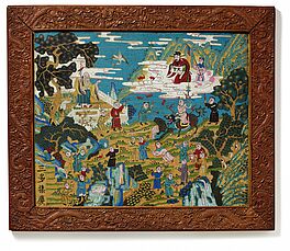 Bedeutende Cloisonneplatte mit Symbolen fuer Glueck und Langes Leben, 67035-1, Van Ham Kunstauktionen