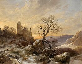 Caspar Johann Nepomuk Scheuren - Weite Winterlandschaft mit einer Burganlage, 55070-1, Van Ham Kunstauktionen