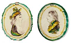 Kellinghusen - Zwei ovale Plaketten mit Portraits des Herzogs Friedrich Christian II und Herzogin Louise Auguste von Schleswig-Holstein-Sonderburg-Augustenburg, 56232-68, Van Ham Kunstauktionen