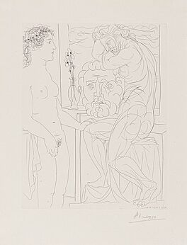 Pablo Picasso - Femme laide devant la Sculpture dune Marie-Therese athletique appuyee sur un Autoportrait du Sculpteur, 68387-2, Van Ham Kunstauktionen