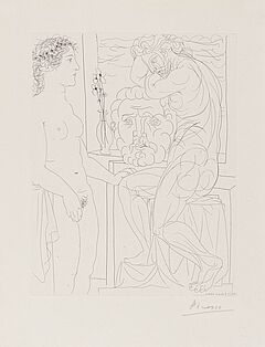 Pablo Picasso - Femme laide devant la Sculpture dune Marie-Therese athletique appuyee sur un Autoportrait du Sculpteur, 68387-2, Van Ham Kunstauktionen