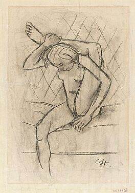 Karl Hofer - Sitzender Maedchenakt mit geschultertem linken Bein, 56719-4, Van Ham Kunstauktionen