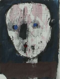 Walter Dahn - Ohne Titel Kopf auf Notizblatt, 56800-10248, Van Ham Kunstauktionen