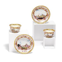 Meissen - Zwei Tassen und Untertassen mit Landschaftskartuschen, 76821-36, Van Ham Kunstauktionen