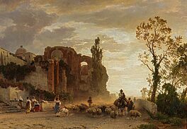 Oswald Achenbach - Abend in der Campagna, 80903-1, Van Ham Kunstauktionen