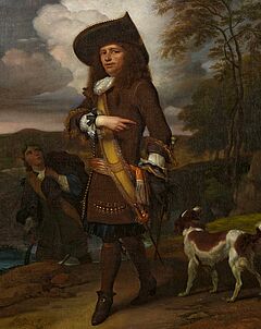 Barend Graat - Portrait eines vornehmen Herren mit Jagdgehilfen und Jagdhund, 66691-1, Van Ham Kunstauktionen