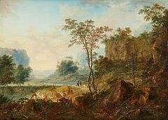 Oesterreichische Schule - Reisende in idealer Gebirgslandschaft, 81382-3, Van Ham Kunstauktionen