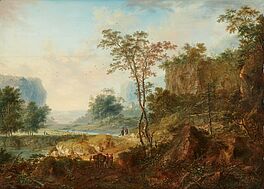 Oesterreichische Schule - Reisende in idealer Gebirgslandschaft, 81382-3, Van Ham Kunstauktionen