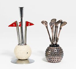 2 Sets Cocktailgabeln mit Golfmotiv, 68008-464, Van Ham Kunstauktionen