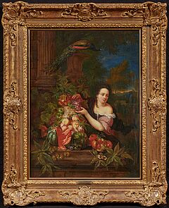 Hieronymus Galle - Parklandschaft mit vornehmer Dame neben einem praechtigen Fruechtestillleben, 81500-5, Van Ham Kunstauktionen