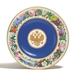 Manufaktur Popov - Grosse Schale mit imperialem Doppeladler und feinem Blumendekor, 79293-1, Van Ham Kunstauktionen