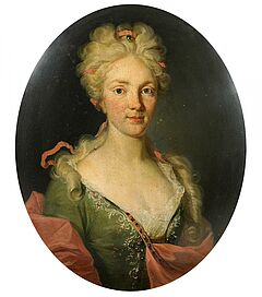 Johann Rudolf dAE Huber - Portraet einer adeligen Dame mit Perlschmuck im Haar, 55529-1, Van Ham Kunstauktionen