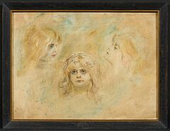Franz Seraph von Lenbach - Drei Engelskoepfe Marion Portraetstudien der Tochter Lenbachs, 77229-1, Van Ham Kunstauktionen