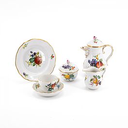 Meissen - Mokkaservice mit Fruechte- und Blumendekor fuer 6 Personen, 76682-9, Van Ham Kunstauktionen