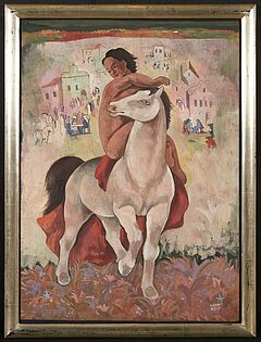 Bela Kadar - Ohne Titel Weisses Pferd mit Reiter, 73787-72, Van Ham Kunstauktionen