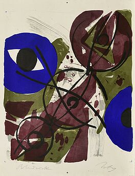Ernst Wilhelm Nay - Dominant Blau Farblitho 1964-2, 63370-7, Van Ham Kunstauktionen