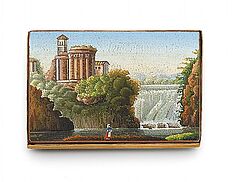Rom - Mikromosaik-Plakette mit Ansicht des Sybillentempels in Tivoli, 57480-5, Van Ham Kunstauktionen
