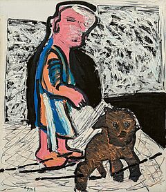 Karel Appel - Woman with dog I, 75385-11, Van Ham Kunstauktionen
