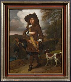 Barend Graat - Portrait eines vornehmen Herren mit Jagdgehilfen und Jagdhund, 66691-1, Van Ham Kunstauktionen