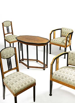 Josef Maria Olbrich - Ein ovaler Tisch mit zwei Stuehlen und zwei Armlehnstuehlen, 80854-26, Van Ham Kunstauktionen