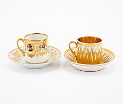 Neun Tassen und Untertassen und eine Schale mit Golddekoren, 76821-119, Van Ham Kunstauktionen