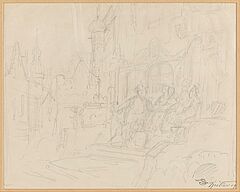 Carl Spitzweg - Zwei Zeichnung: Armstudie und Straßenszene, 82290-5, Van Ham Kunstauktionen