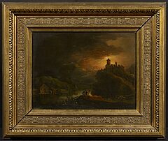 Johann Friedrich Alexander Thiele - Flusslandschaft mit Burg im Mondlicht, 73392-1, Van Ham Kunstauktionen