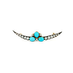 Turquoise-Diamond Brooch, 82243-13, Van Ham Kunstauktionen