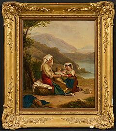 Zwei Italienerinnen mit Kind vor Landschaft, 75878-24, Van Ham Kunstauktionen