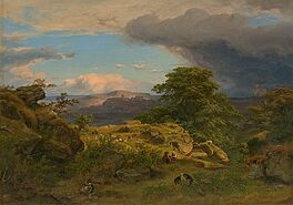 Caesar Metz - Grosse Rheinlandschaft mit Blick auf die Ruine Rheinfels ueber St Goar, 81812-1, Van Ham Kunstauktionen