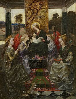 Friedrich Stahl - Anbetung des Kindes mit der Heiligen Katharina und Barbara, 67064-1, Van Ham Kunstauktionen
