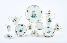 Meissen - Kaffee- und Teeservice 'Grüne Watteau- und Blumenmalerei' für sechs Personen, 81600-19, Van Ham Kunstauktionen
