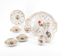 KPM - Kafeeservice fuer 6 Personen mit Blumendekor Neuzierrat, 76895-8, Van Ham Kunstauktionen