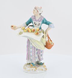 Meissen - Obsthaendlerin kleiner Kavalier und Tasse mit Untertasse, 73219-16, Van Ham Kunstauktionen